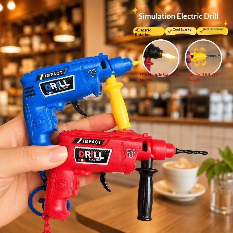 Mini Electric Drill Model Key Rings For Adults Kids Stress Relief Realistic Bag Pendant Key Decor