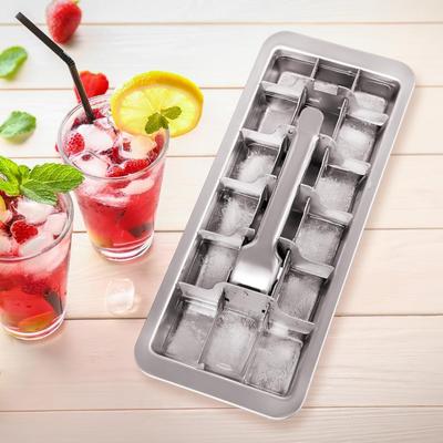 Stainless Steel Ice Cube Tray Movable Partition Ice Cube Maker Household Ice Cubes Mold  Summer