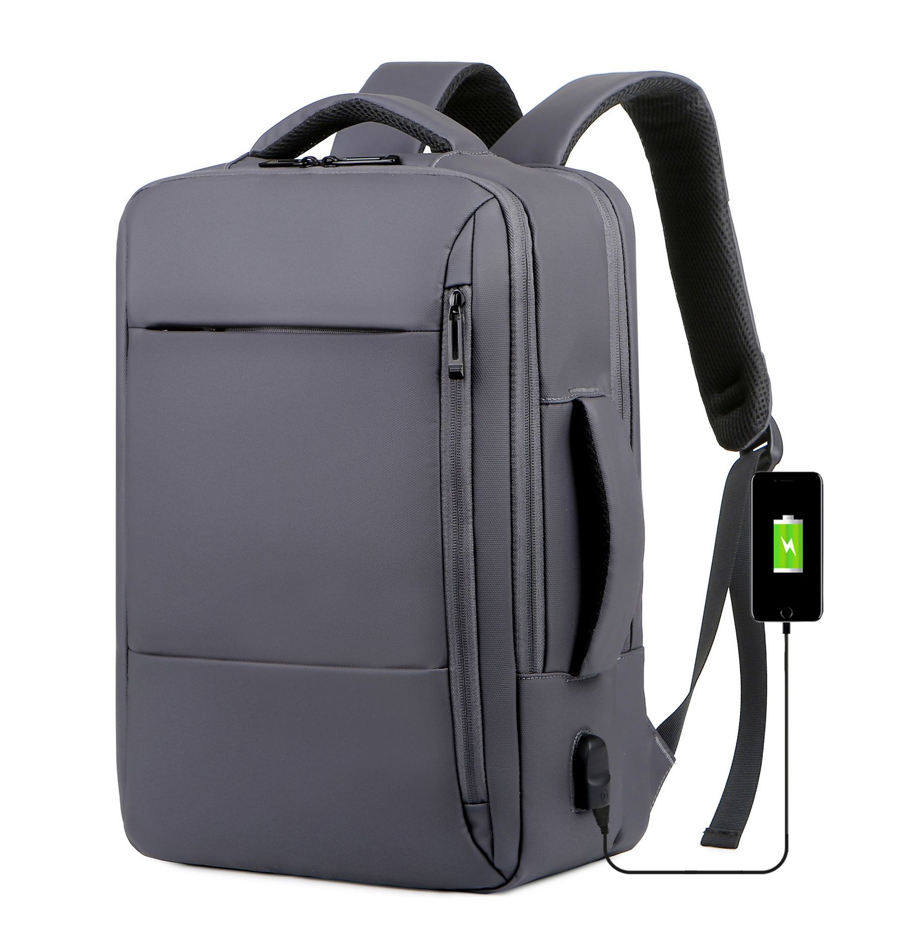 

TS JYL laptop bag,17 Inch Laptop Backpack Leather Waterproof Fashion Bag 16 inches сірий