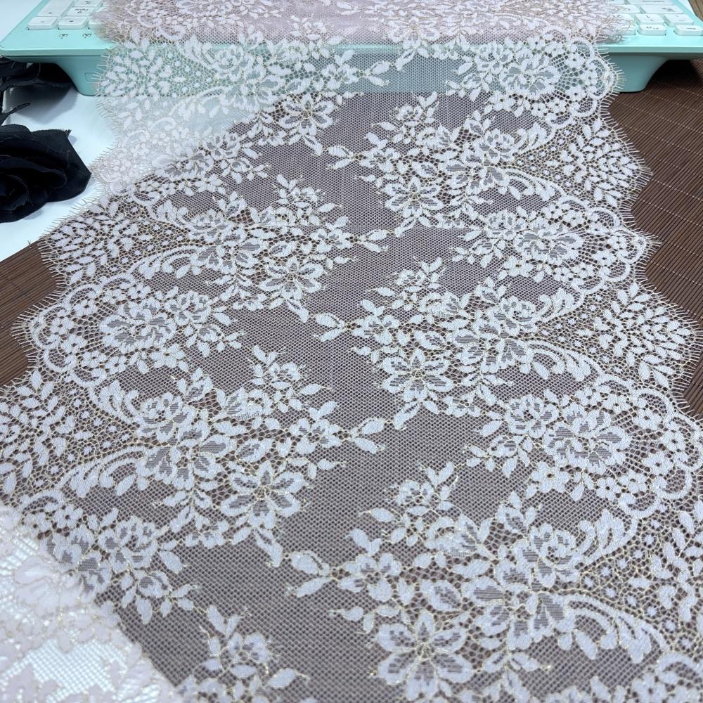 3m x 31.5cm French Chantilly Lace, Non-stretch Corded Eyelash Lace Fabric for Sewing, Bra, Underwear, Lingerie, Dress, Garment, Crafting