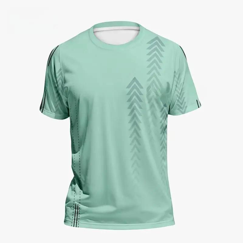 Men's Clothing 3D Gradient Short Sleeve T-Shirt Outdoor Sports Quick Dry T-Shirt Basketball Training Running T-Shirts for Men
