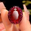 Jewelry Simulation Red Corundum Blue Spinel Light Luxury Jewelry Set Main Stone 15 * 20