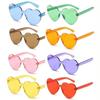 1/2/4PCS Heart Sunglasses for Women Men Rimless Eyewear UV400 Female Pink Green Yellow Blue Orange Purple Brown Sun Glasses