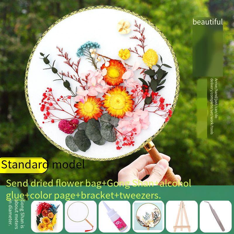 DIY Preserved Fresh Flower Hand Fans Creative Party Gift Home Decoration Fashion Decorative Chinese Japanese Fan Versatile New