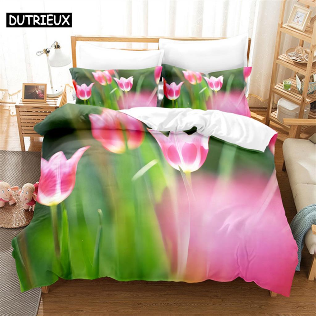 Comforter Tulip Scenery Queen Bedding Set Kids Bedroom Bed Set Comforter Set King Size Bedding Sets