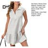Women's Summer Short Sleeve Dress Casual Lapel Collared Short Golf Dress Half Zipper V Neck Swing Dress