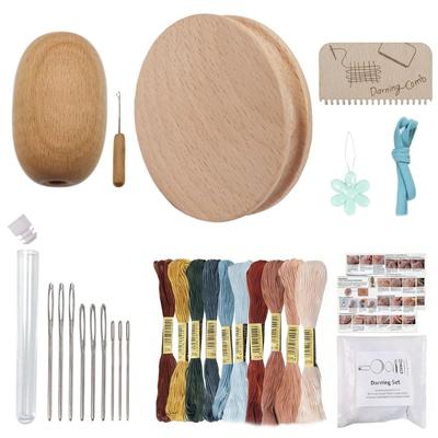 Circular Darning Repair Set with Eggs Shaped Hook for Mending Sweater Holes and Fabric Tear Ideal for Enthusiasts