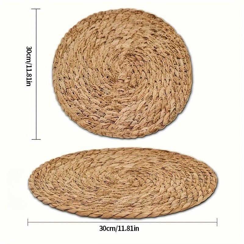 6/8PCS Handmade Natural Woven Round Placemat Set Durable Heat Resistant 30cm Table Mats for Dining Room Party Wedding Home Decor