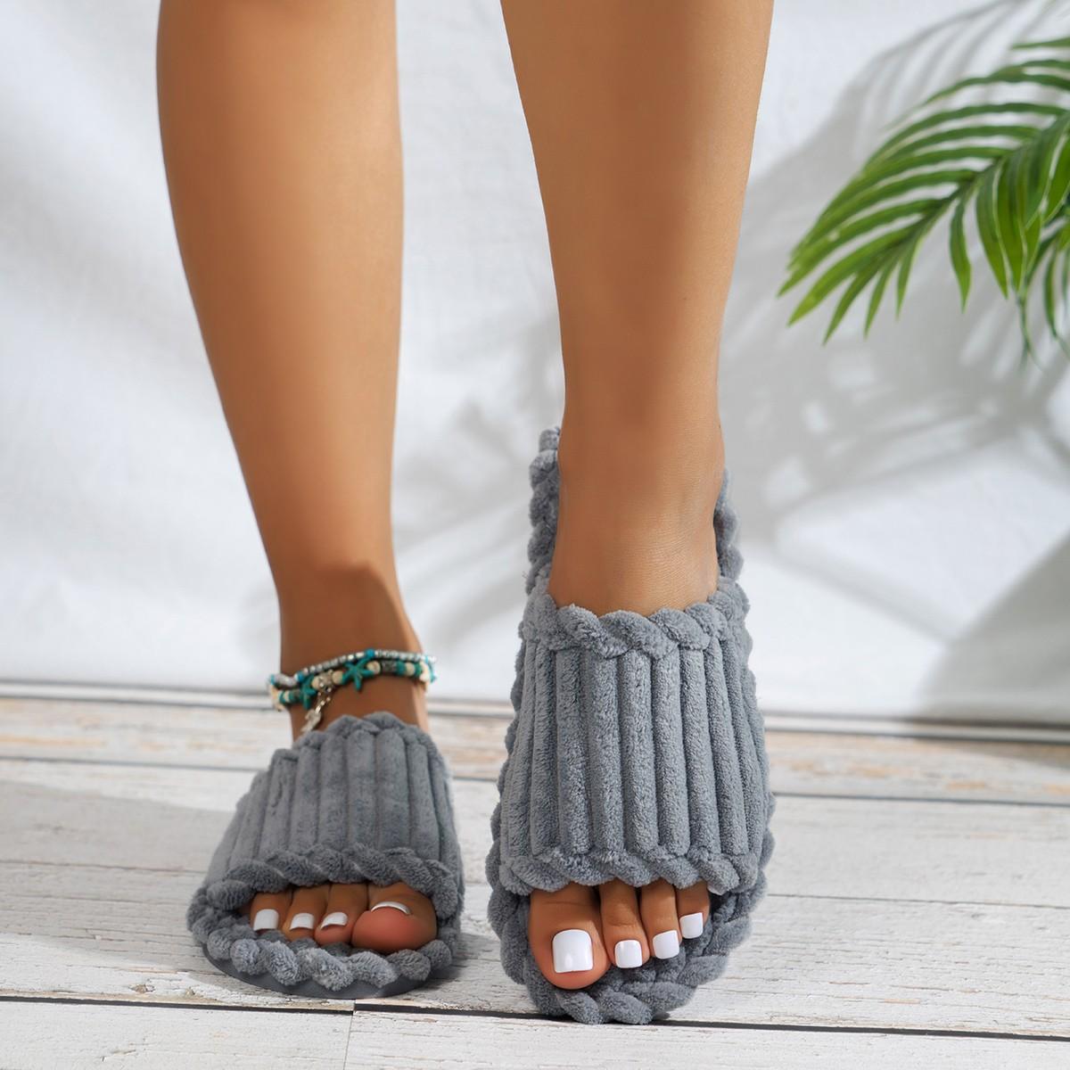 

Fashion Women Flat Bottom Slippers New Luxury Cotton Sandals Non Slip Home Warm Casual Slippers Designer Slides Women Zapatos De Mujer 42-43
