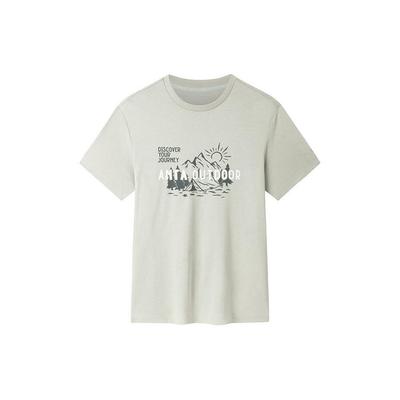 Outdoor Series Letter Print Comfortable Breathable Short Sleeve Regular T-Shirt Men Tops Smoke-Grey 152426109-2