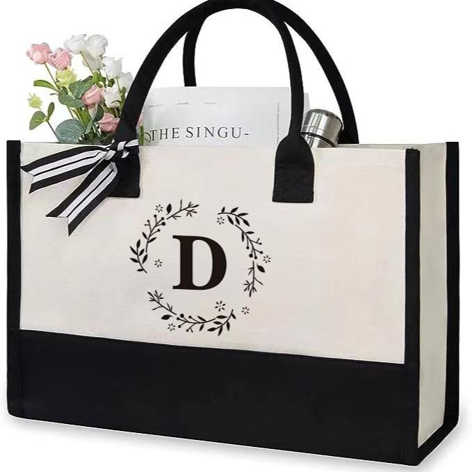 Borsa tote in tela ecologica personalizzata con design a lettere