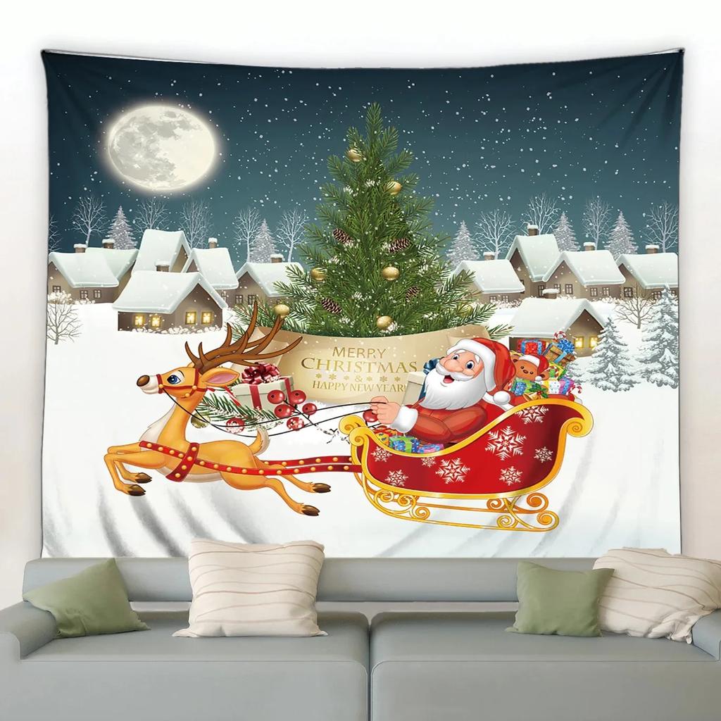 Weihnachts-Cartoon-Stil Wandteppich Schlafzimmer Wohnzimmer Zuhause Weihnachtsdekoration Wandteppich