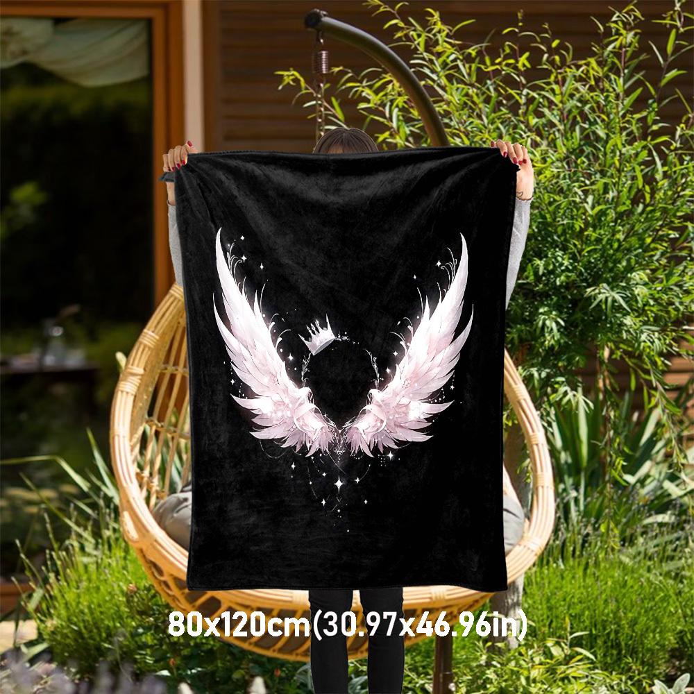 

1pc Wings Crown Outdoor Flannel Blanket Soft Warm All-Season Throw for Sofa Bed Car Camping Office, Cozy Gift Idea1169S 80x120cm(31x47inch)