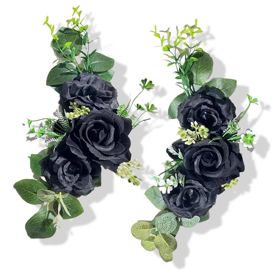 2 Adet Dış Mekan Yapay Gül Çok Renkli Sandalye Arkası Çiçek Kemer Köşe Çiçeği