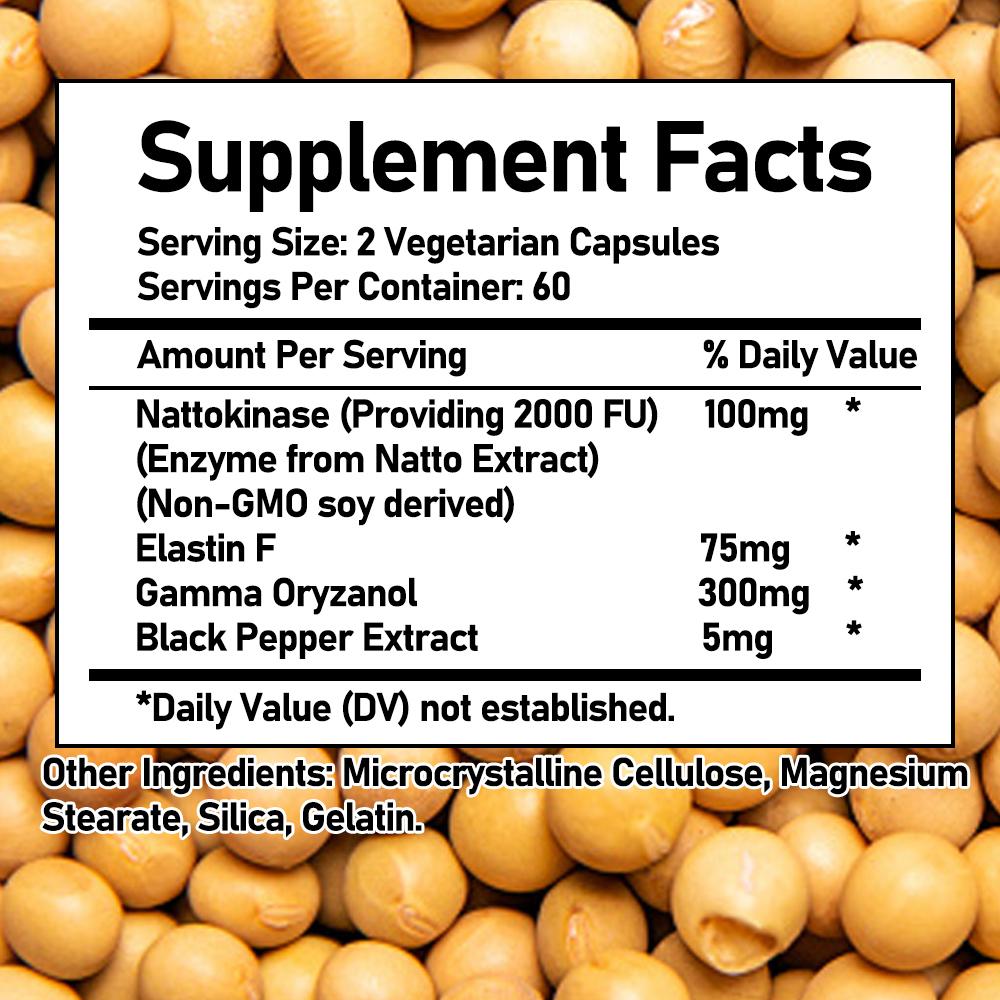 Nattokinase Dietary Supplement, With Black Pepper Extract, 120 Capsules, Gluten-Free