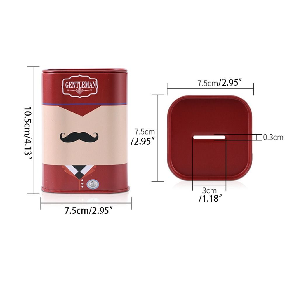 Square Shape Cute Pen Holder Iron Art Kids Storage Box Square Tinplate Piggy Bank  Children Gift