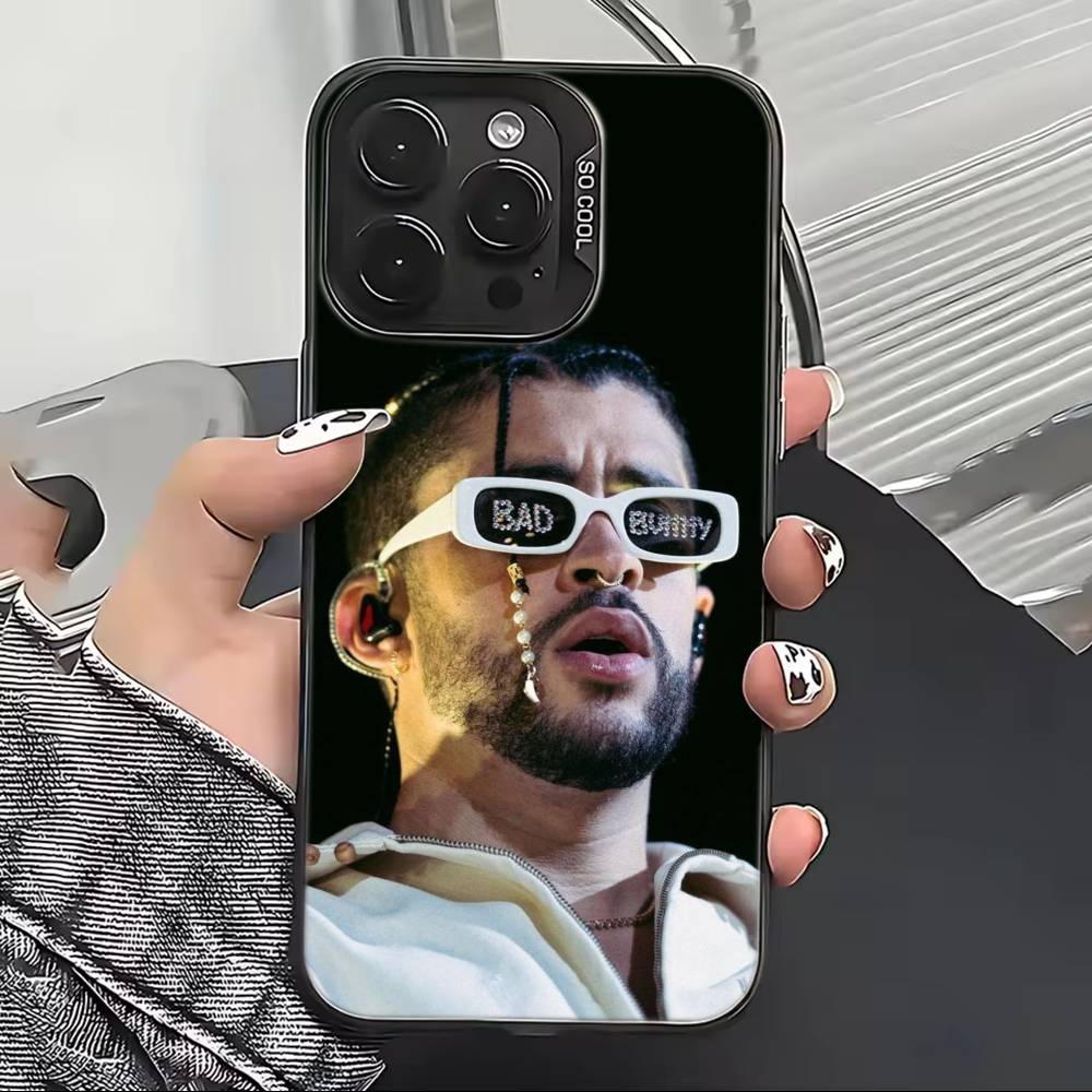 Hot Singer B-Bad Bunny Phone Case For iPhone 17,16,15,14,13,12,11 Plus,Pro Max,XS,Colorful Silver Black Cover