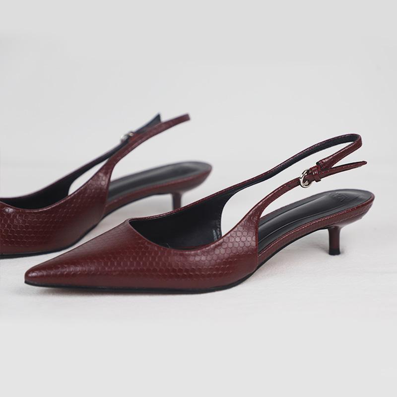Mode 2025 Frühling High Heels Damen Kleiderschuhe Schlangenmuster Retro-Stil Spitz Mules Slingbacks Elegant Arbeit Büro Dame Pumps