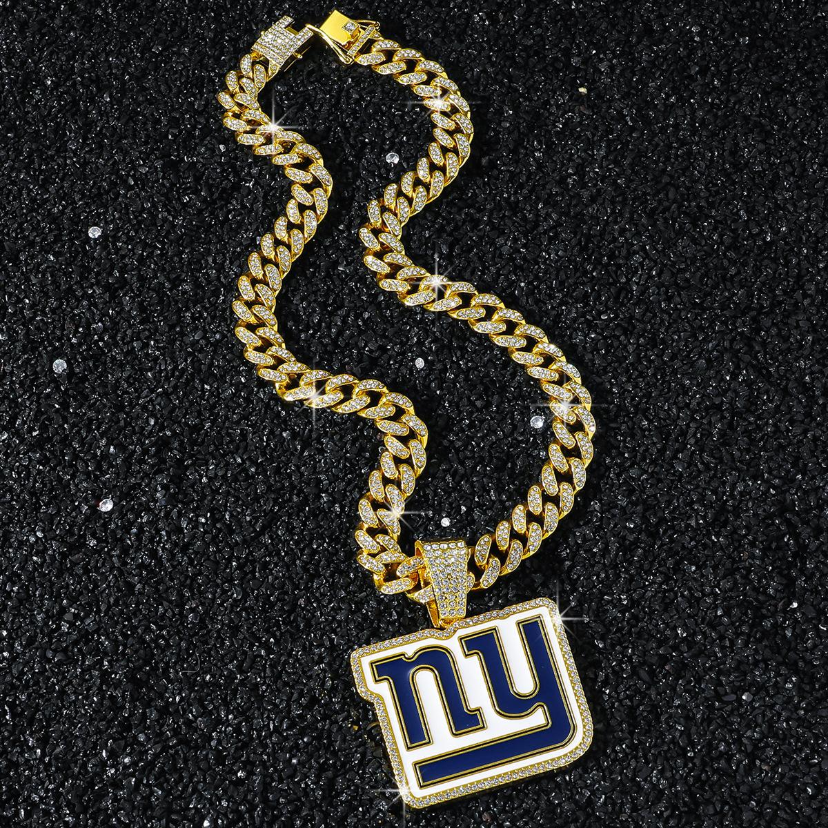 YYN Production Factory New Unisex Full Zinc Alloy Cuban Chain Hip-Hop Style Personality Football Team Logo Pendant
