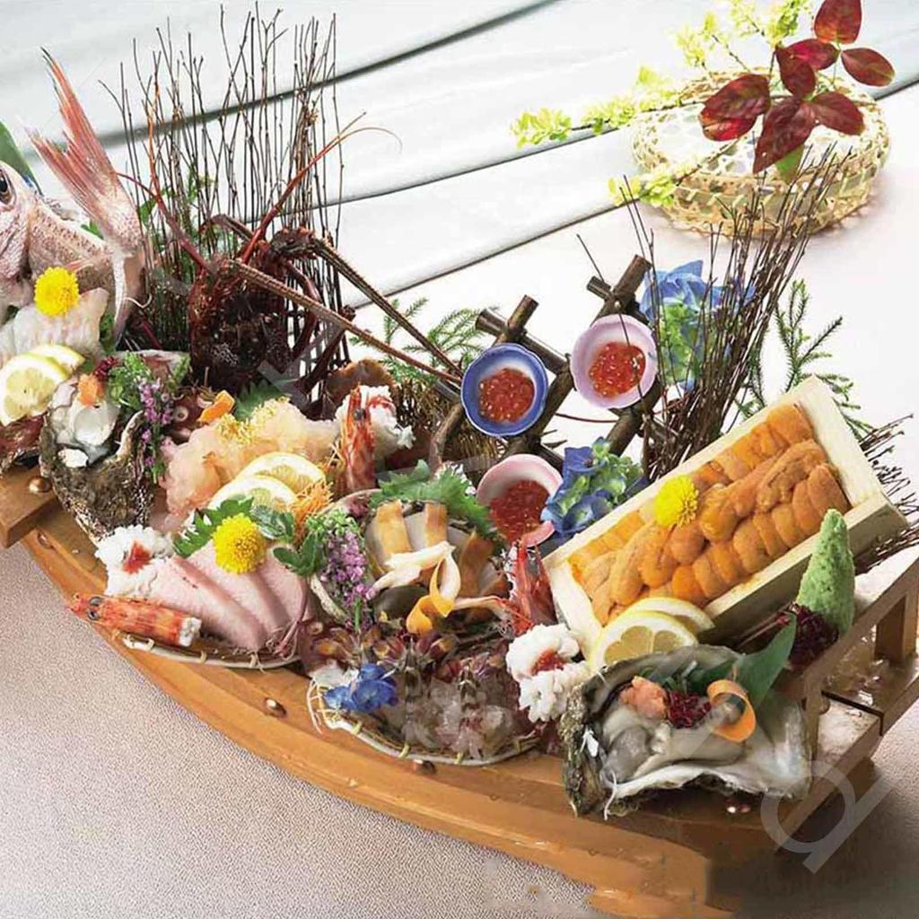 Sashimi Display Bamboo Blinds, Sashimi Serving Display, Sushi Restaurant Decoration, Japanese-Style Party Table Decoration (17*11cm, 6 Pieces)