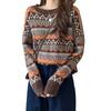 Herbst und Winter Retro-Stil Diamant Rundhals Lockerer Pullover Damen Strickpullover