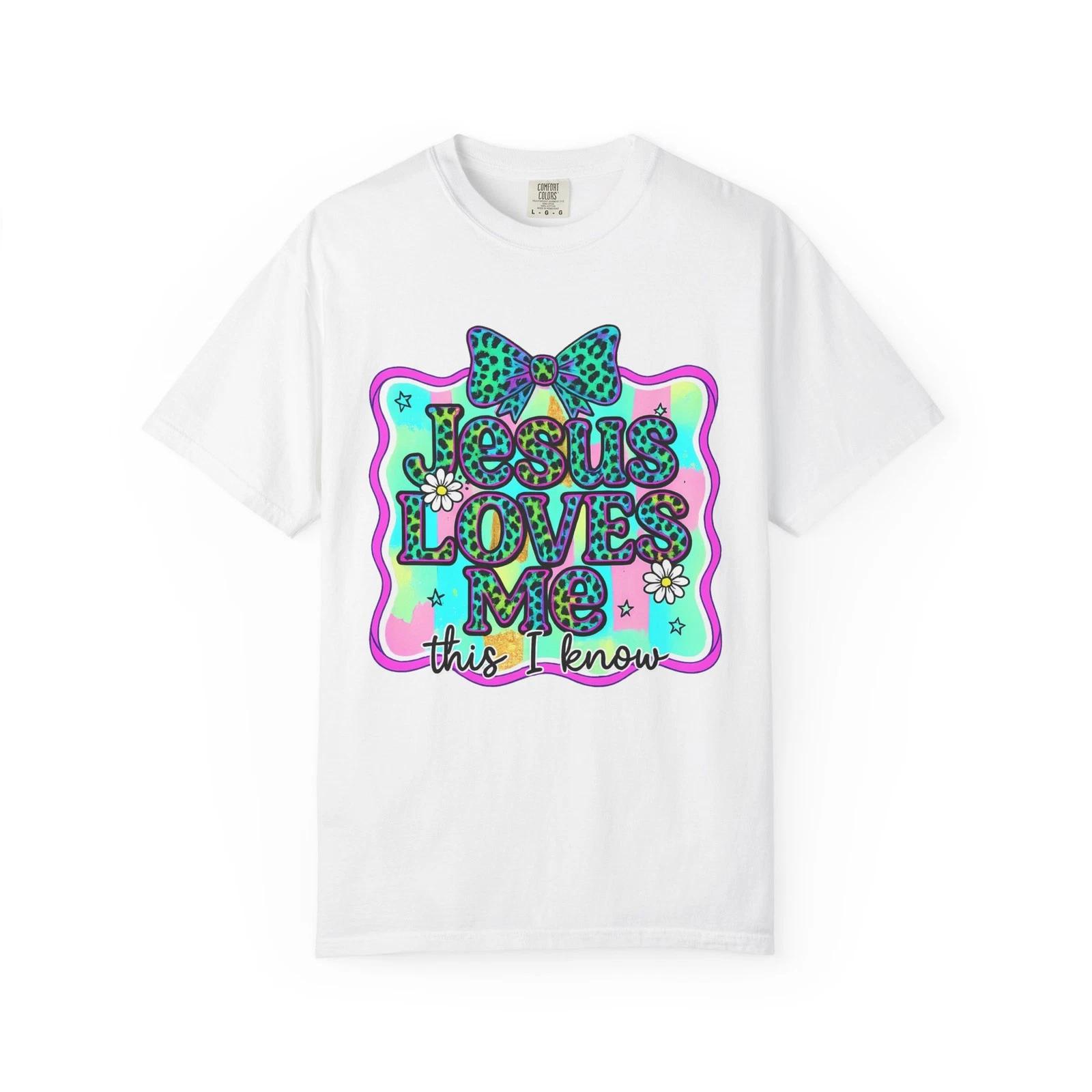 Jesus Loves Me floral leopard bow T shirt | faith tee, scripture design 4XL