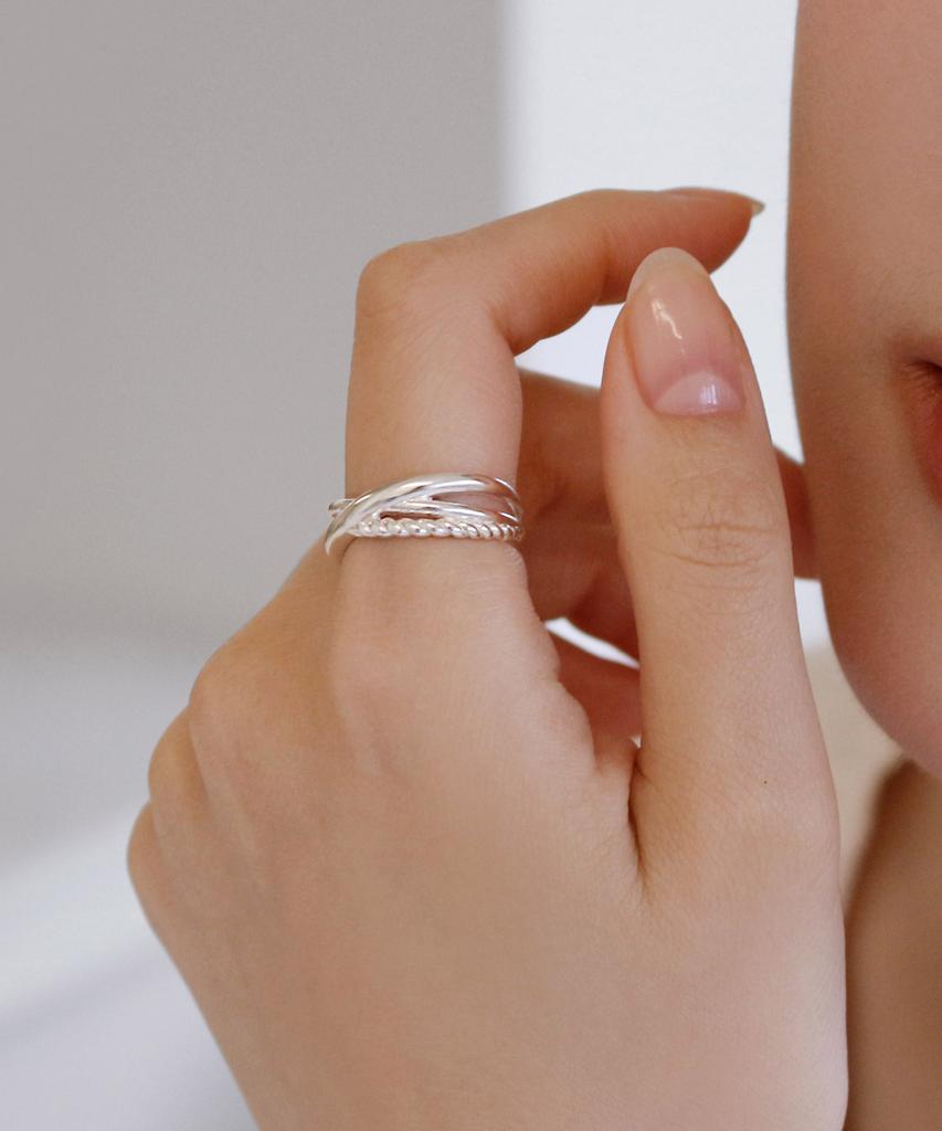 47Bag 925 Silver Triple Twist Open Ring Jeva