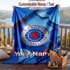 Flannel Blanket Rangers FC Print Custom Name Text Soft Throw for Sofa Bed