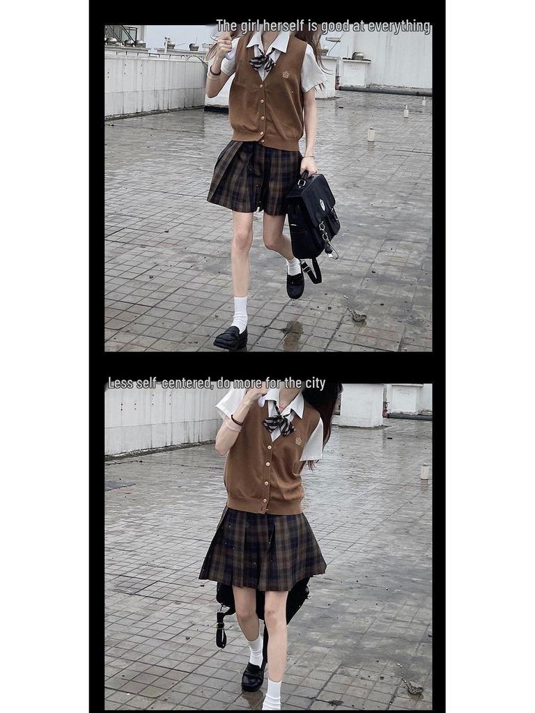 Original Takinogawa Gakuen Herbst Strick Cardigan Weste - Grauer Westenpullover für den Frühling