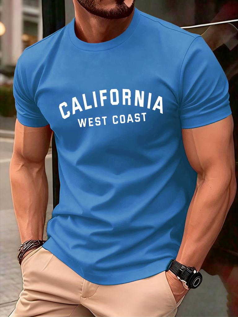 California Weat Coast Print Tee Shirts For Man Cotton ONeck T Shirt Sport AllMatch Top Summer Male New Loose Short Sleeve