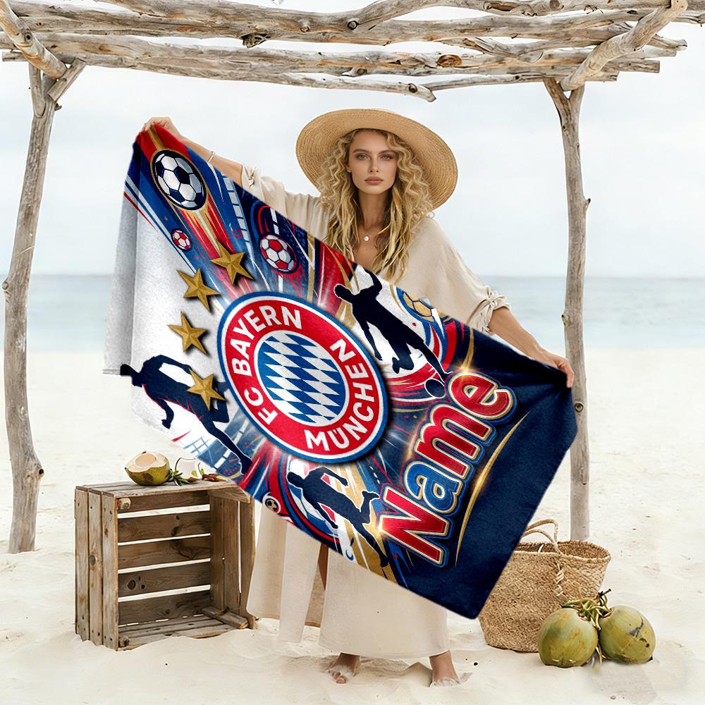 Fc Bayern Munich Jersey Personalized Name Beach Towel Soft Durable Quick-Dry Portable for SwimmingBeachCamping Travel Beach AccessoriesGym