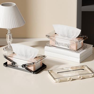 Clear Tissue Box Holder Spring-loaded Tissue Dispenser Transparent Desktop Tissue Box Cover for Home Office Bathroom Car