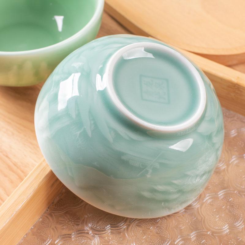 2024 Elegante 5-Zoll Celadon Keramik Reisschale mit Landschaftsrelief