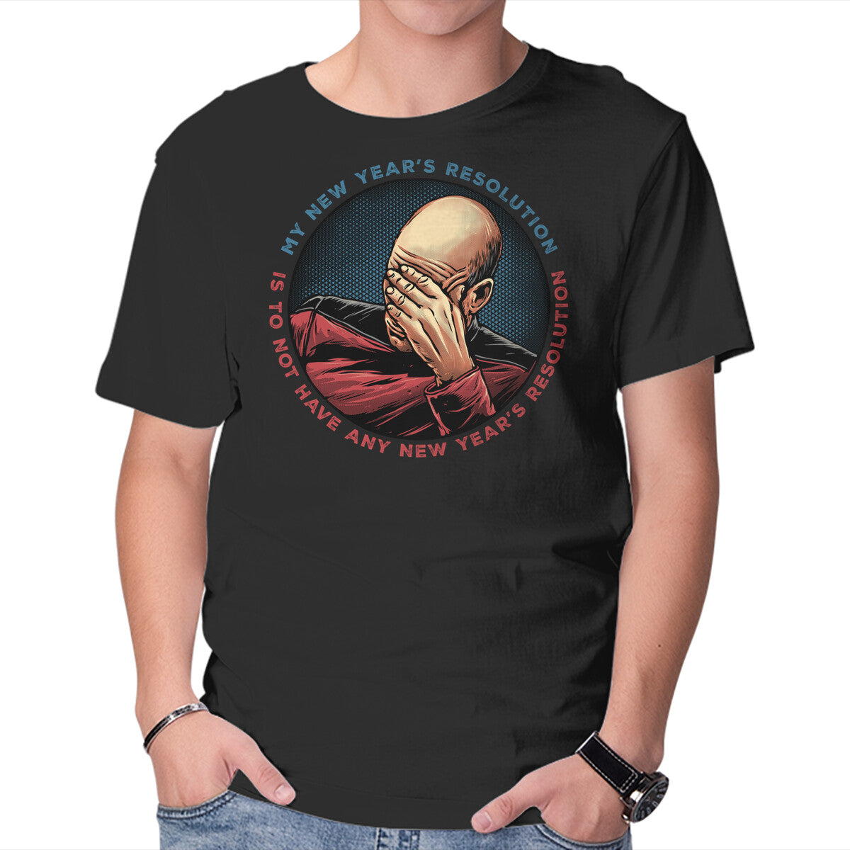 Unisex Crew Neck T-Shirt No New Year’s Resolution Graphic Short Sleeve Casual Tee S