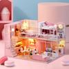 Puppenhaus Bausatz 3D Holz Mini Puppenhaus Montage Gebäude mit Möbelbausatz Spielzeug Kinder Geburtstagsgeschenk 3D Puzzle Handgefertigt