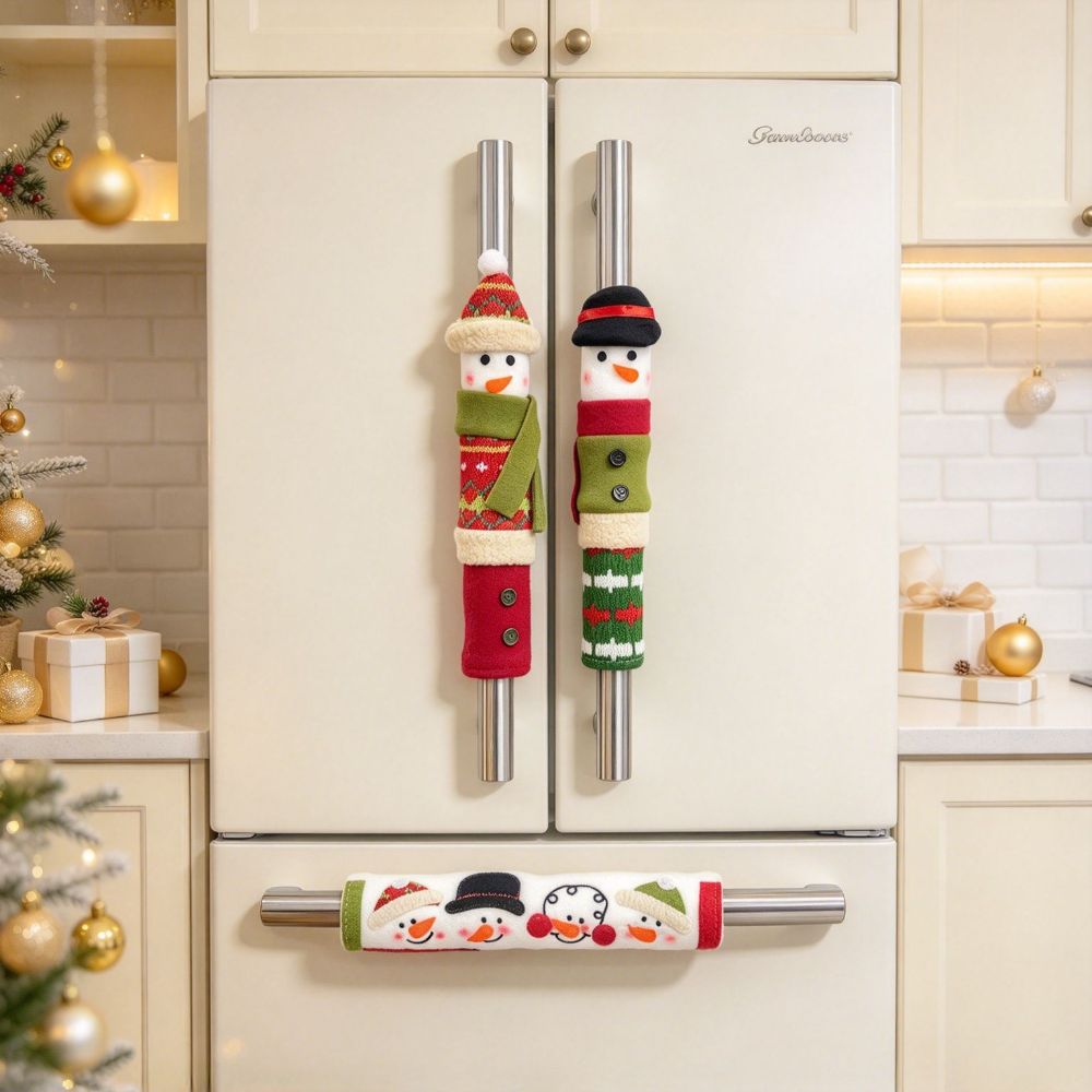 Christmas Refrigerator Door Handle Covers Anti-slip Kitchen Appliance Handle Covers Dishwasher