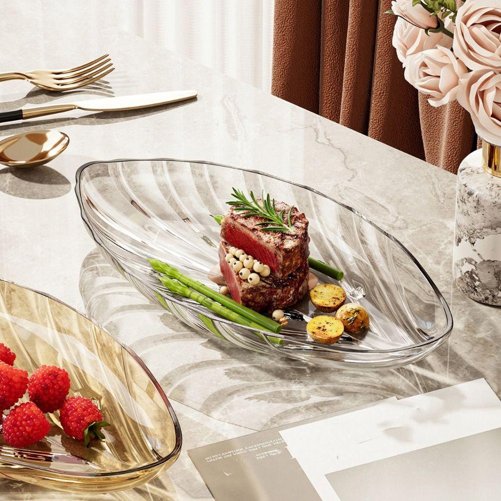 Thickened Leaf Shape Snack Serving Dish Large Capacity Fruit Plate Candy Tray Dinning Table