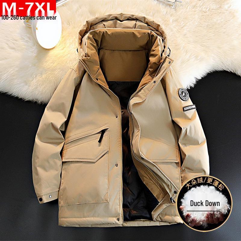 Men's Plus Size Hooded Padded Down Jacket - Fleece Lined, Thick, Warm, and Cold Resistant Winter Coat