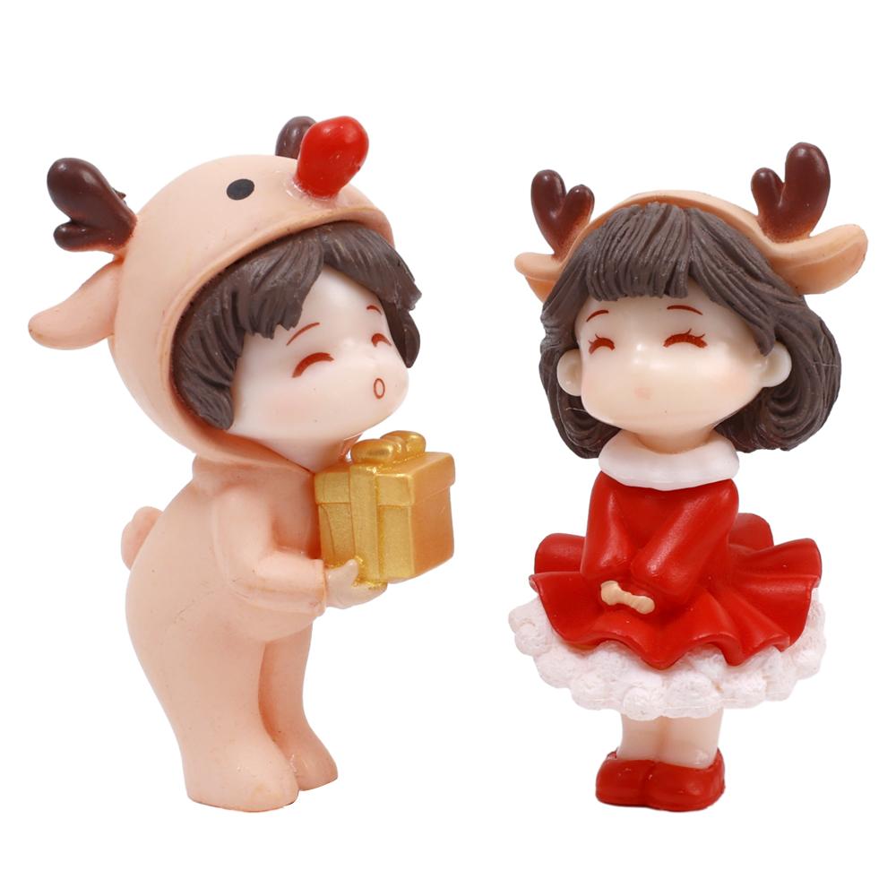 

Мультяшный стул для пары из смолы Счастливого Рождества Миниатюрный Санта-Клаус Микро Ландшафтные украшения для домашнего стола Украшения Нового года