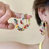 Colorful Pearl Wrapped Hoop Earrings Women S Fashion Jewelry
