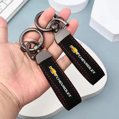 Car Logo Key Chain Black Leather Keyring Pendant For Z71 Sail Corsa Aveo Matiz Onix Camaro Beat Volt Niva Equinox Bolt