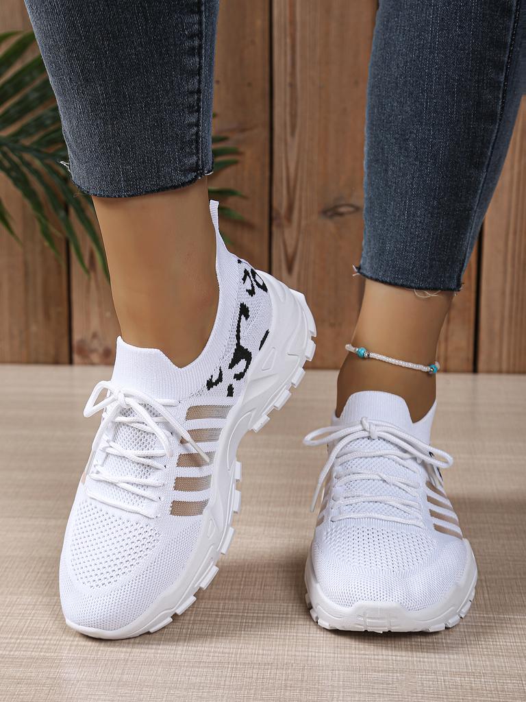 Women'S Shoes, Women'S Sports Shoes New Trendy Mesh Breathable Leopard Print Casual Sports Shoes