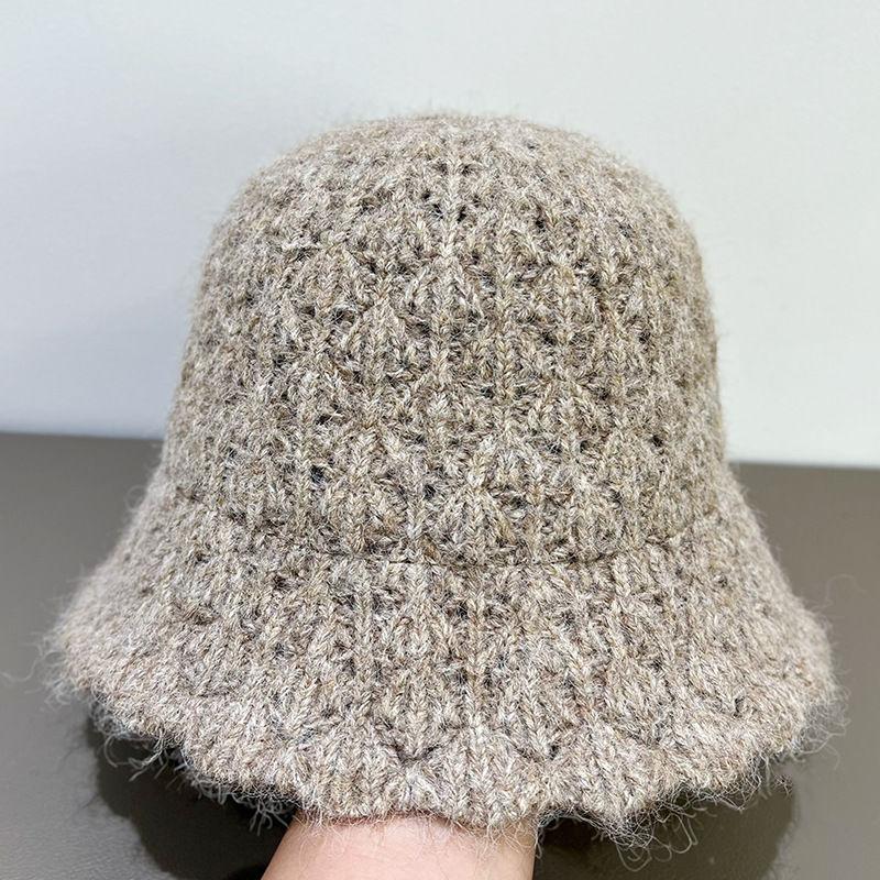 New Wavy Edge Knitted Hat Women's Autumn and Winter Warm Bucket Hat Bucket Hat