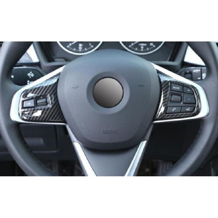 2PCS Carbon Fiber Style Steering Wheel Button Cover Trim For BMW X2 2018-2021