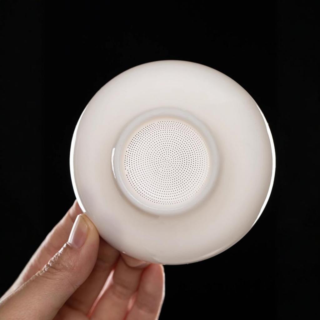 Mutton Fat Jade White Porcelain All-in-one Full Ceramic Hole Tea Drain Ceramic Tea Set Accessories Tea Filter Tea Maker