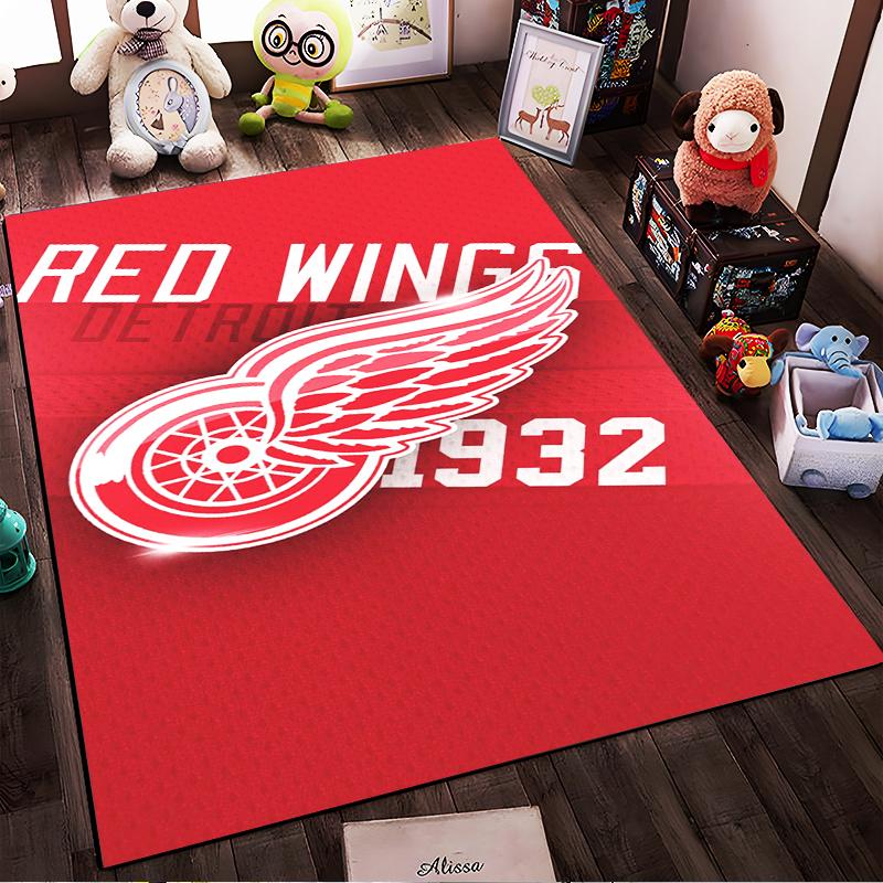 Detroit Red Wings Logo Design Rug Non-slip Rug Suitable for Living Room and Bedroom Sofas.