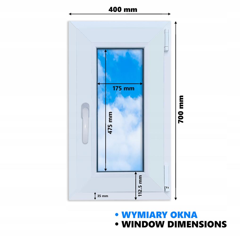Fenster PVC Weiß 40x70 Rechts Neu 400x700 mm Dreh-Kipp Zweifachverglasung
