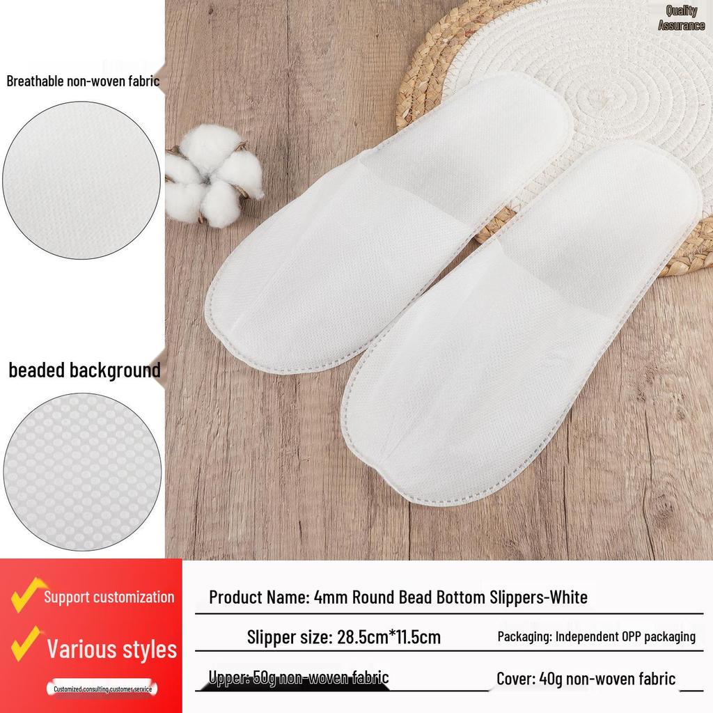 Luxusní pratelné protiskluzové pantofle z perlové bavlny pro hotelové a domácí hosty