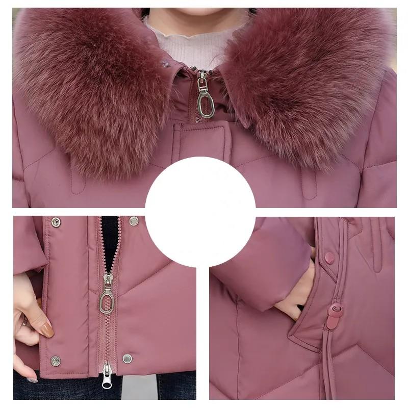 Women Winter Medium Long Thickened Warm Jacket Middle-aged Causal Plush Jacket Female Outwear