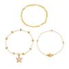 Summer Bohemian Style Starfish Shell Millet Bead Ankle Chain Three-Layer Set Beachy Elegant Foot Jewelry Accessory